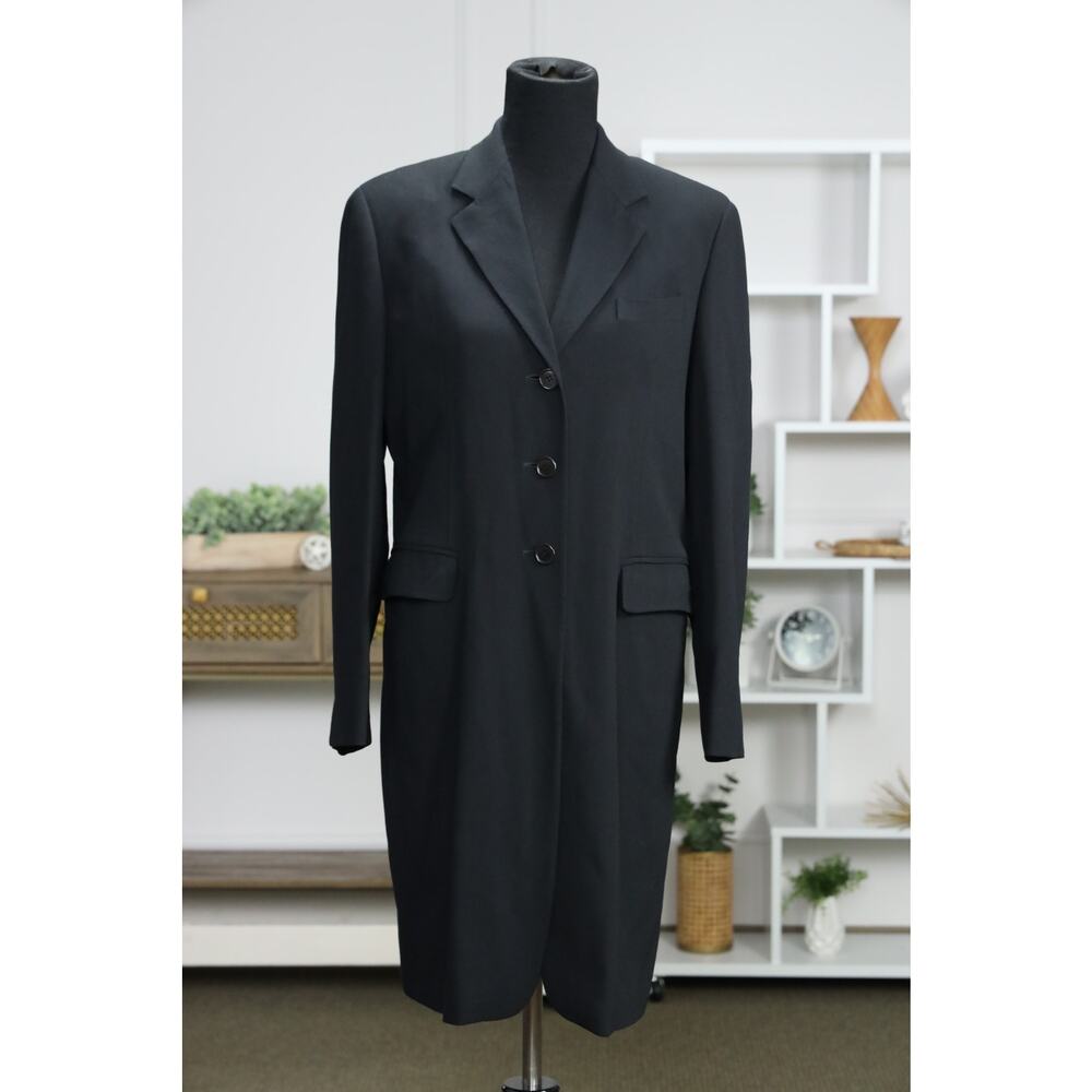 Max Mara Made In Italy Virgin Wool Longline Blazer Coat Black Quiet Luxury 8 - Picture 7 of 16